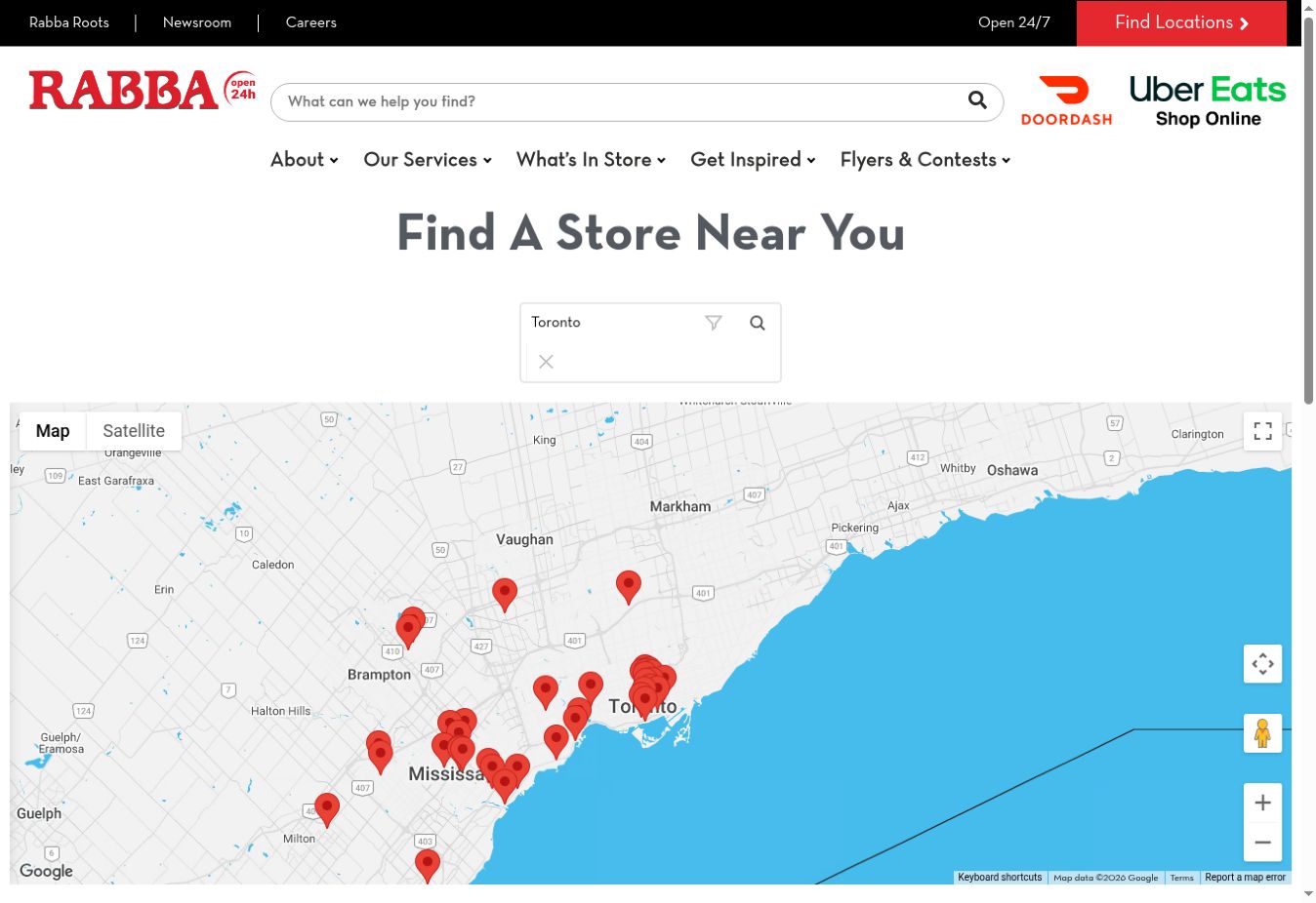 Rabba store locator tested with Toronto